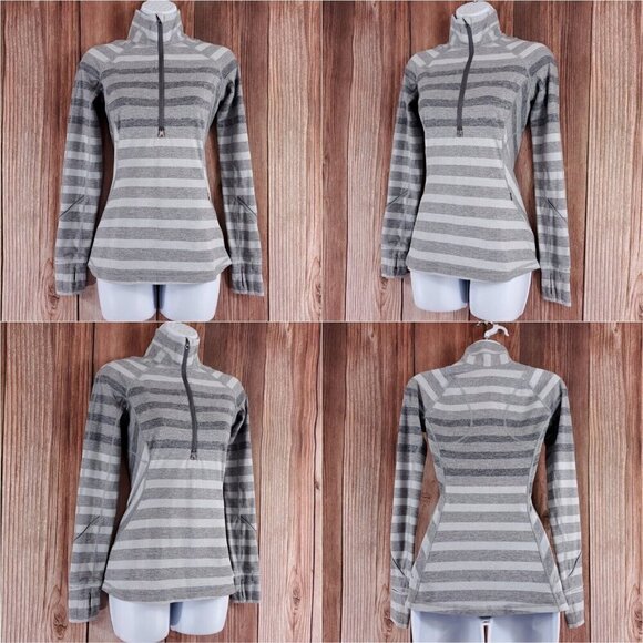 Lululemon Womens Size 2 Race Your Pace Zip Long Sleeve Shirt Pullover Gray - Picture 1 of 13